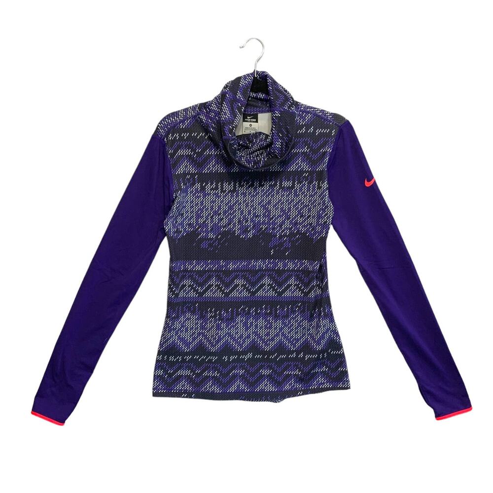 Nike Pro Dri-Fit Funnel Neck Long Sleeve Pullover Women's Sz M Purple